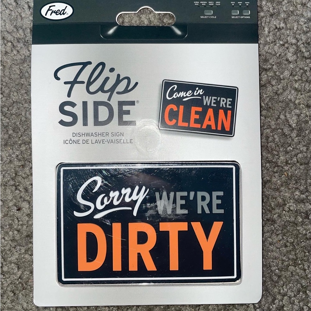 New Genuine Fred Flip Side Dishwasher Clean Dirty Sign Magnet
